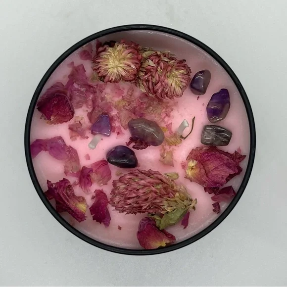 LavenderRose Quartz Crystal Candle Organic - Picture 8 of 11